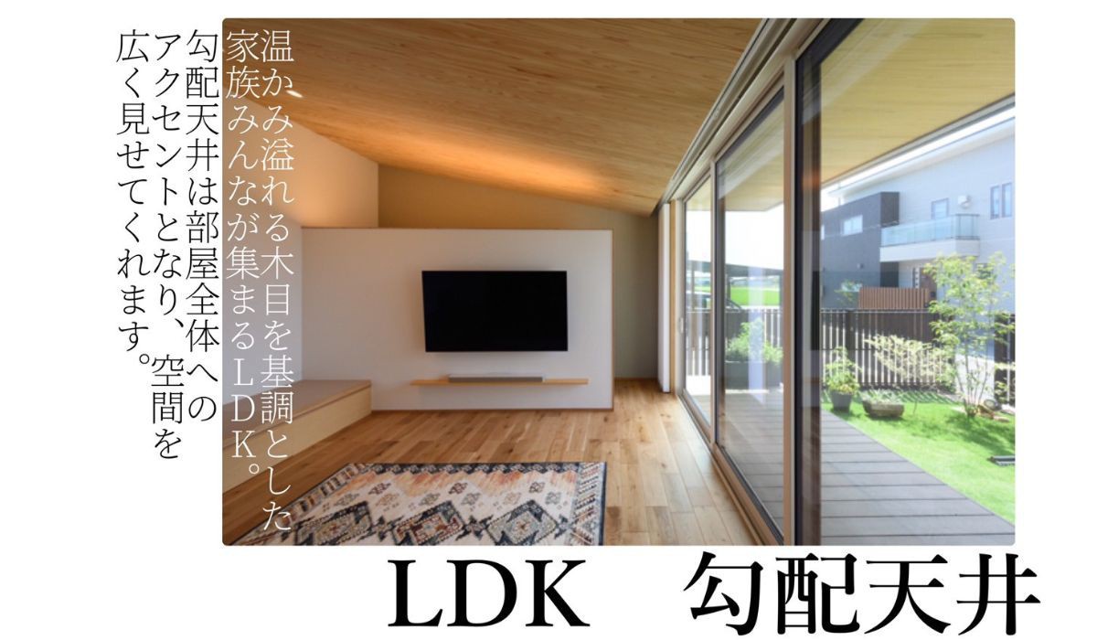 開放的な窓と勾配天井が魅力の家 ｜ 岡山市中区海吉注文住宅